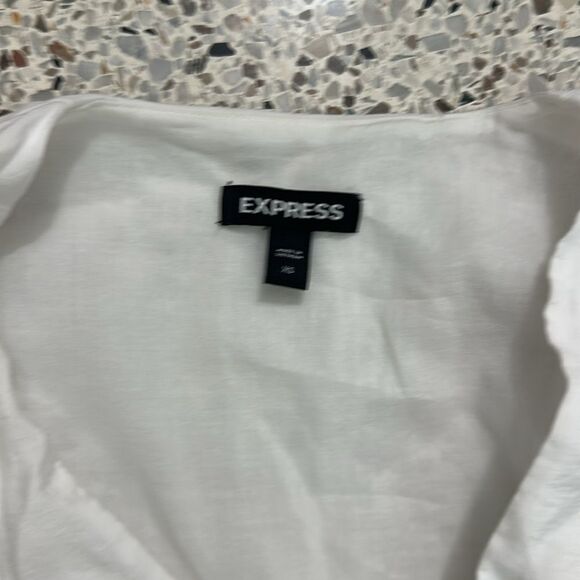 Express white 100% cotton midi lined dress XS ruffle - Picture 7 of 9